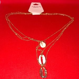 New!Seashell Gold Tone 3Layer Necklace